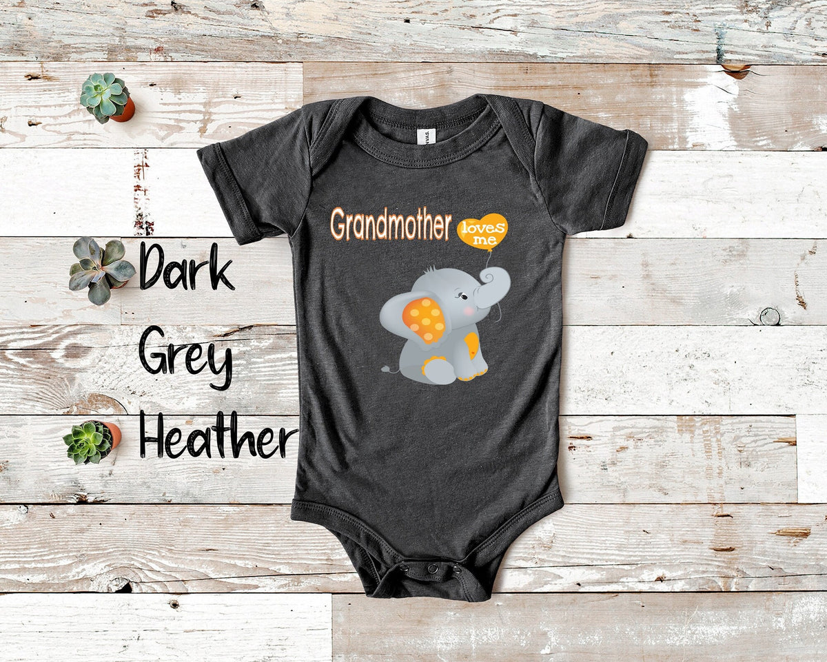 Grandmother Loves Me Cute Grandma Name Elephant Baby Bodysuit Tshirt or Toddler Shirt Special Grandmother Gift or Pregnancy Reveal Graphic Tee – Easygoing Wear · Must-Have Style