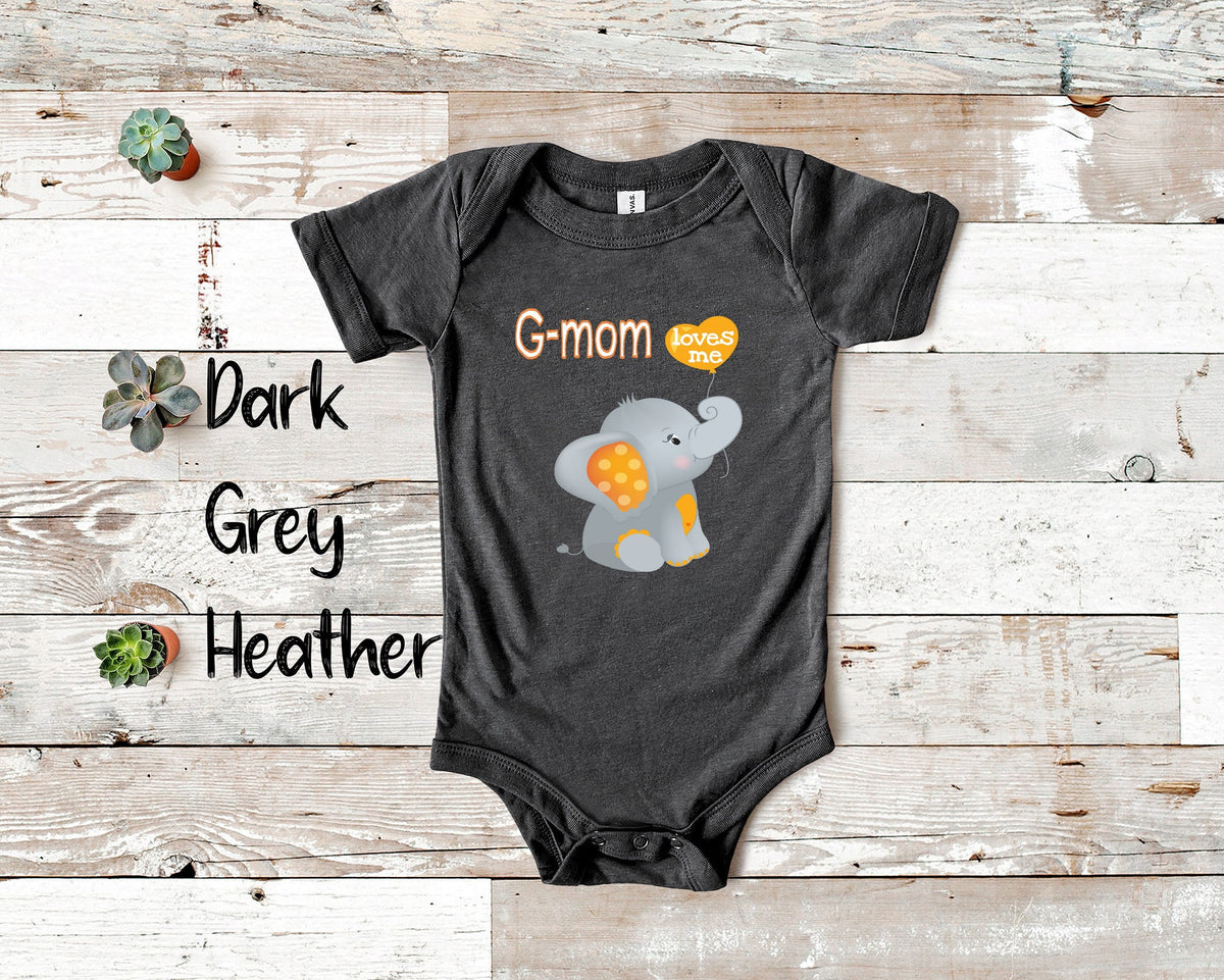 Gmom Loves Me Cute Grandma Name Elephant Baby Bodysuit Tshirt or Toddler Shirt Special Grandmother Gift or Pregnancy Reveal Announcement Graphic Tee – Premium Graphic · Top Pick For Any Outfit