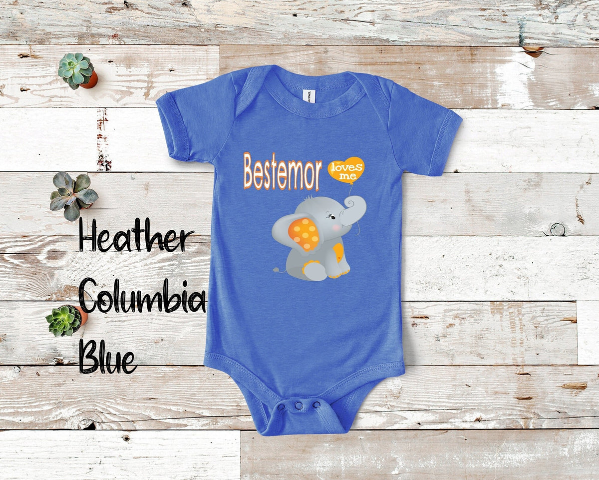 Bestemor Loves Me Cute Grandma Name Elephant Baby Bodysuit Tshirt or Toddler Shirt Norwegian Grandmother Gift or Pregnancy Announcement Graphic Tee – Bold Style · Trending Graphic Apparel