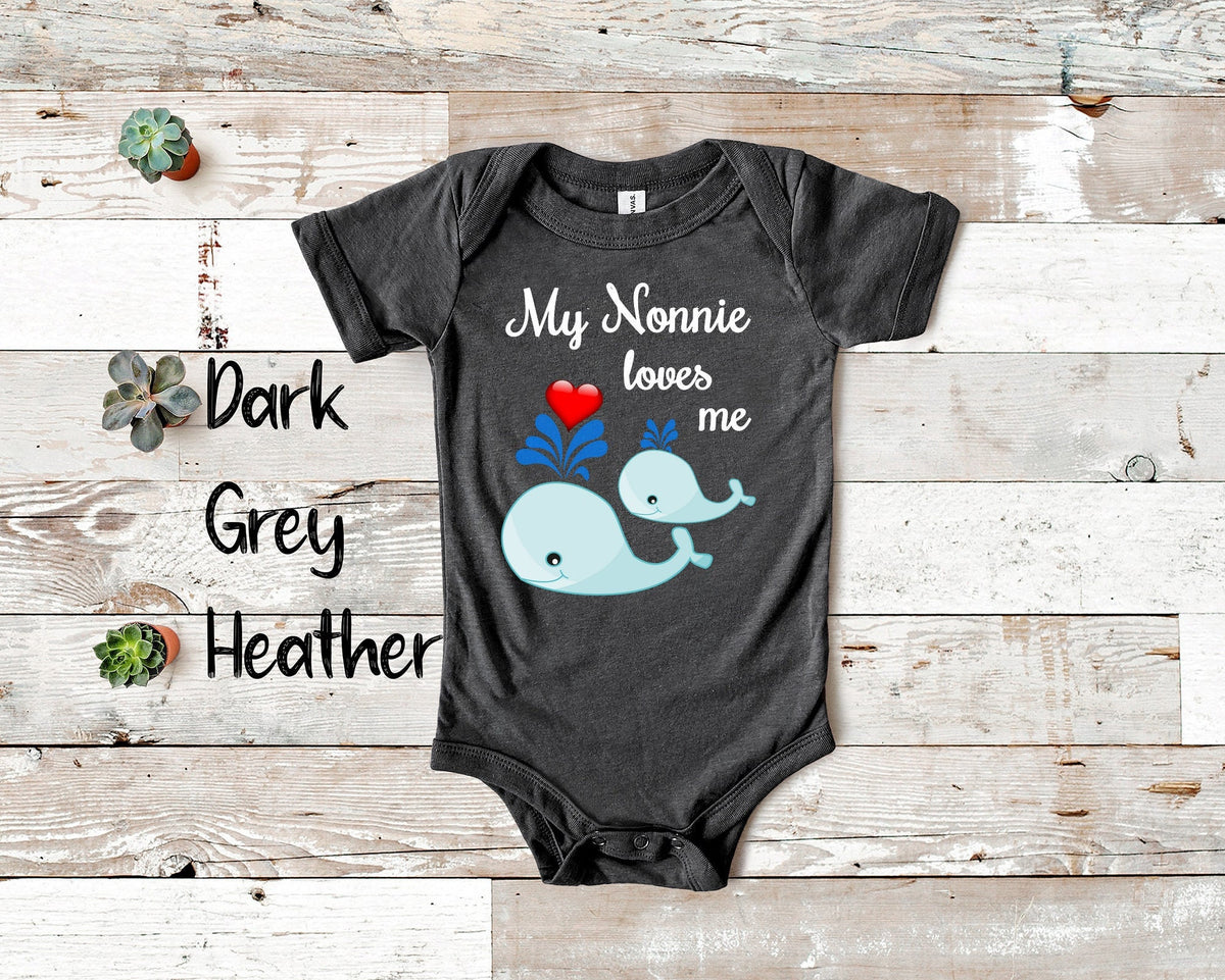 Nonnie Loves Me Cute Whale Baby Bodysuit Tshirt or Toddler Shirt Italy Italian Grandmother Gift or Pregnancy Reveal Announcement Graphic Tee – Premium Graphic · Great Gift For Fans