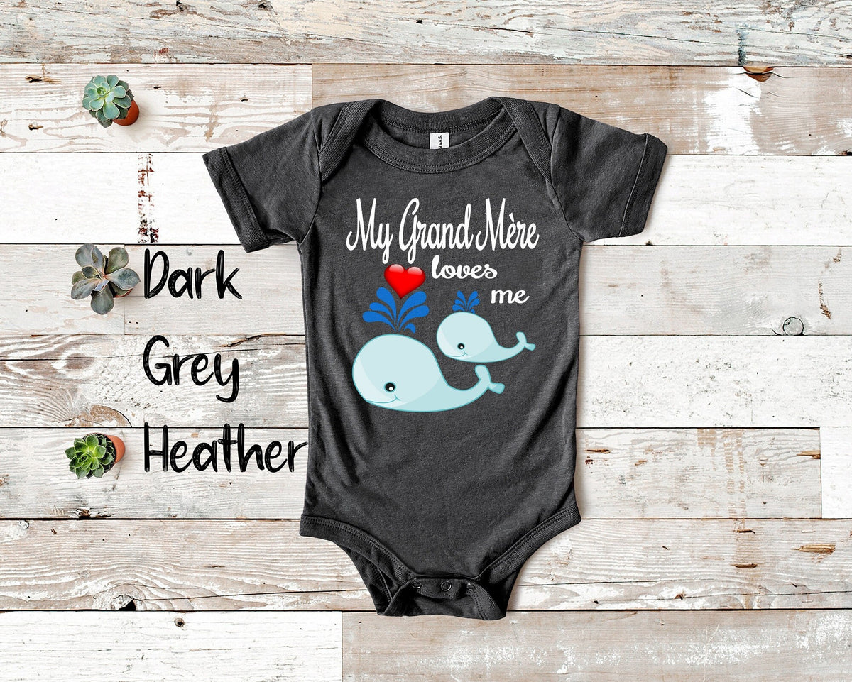 Grand Mre Loves Me Cute Whale Baby Bodysuit Tshirt or Toddler Shirt France French Grandmother Gift or Pregnancy Reveal Announcement Graphic Tee – Warm & Stylish · Trending Graphic Apparel