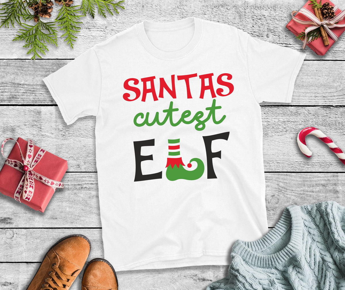 Christmas T Shirt Santas Cutest Elf Xmas TShirt Xmas Tee Christmas TShirt Graphic Tee – Easygoing Wear · High-Quality Print