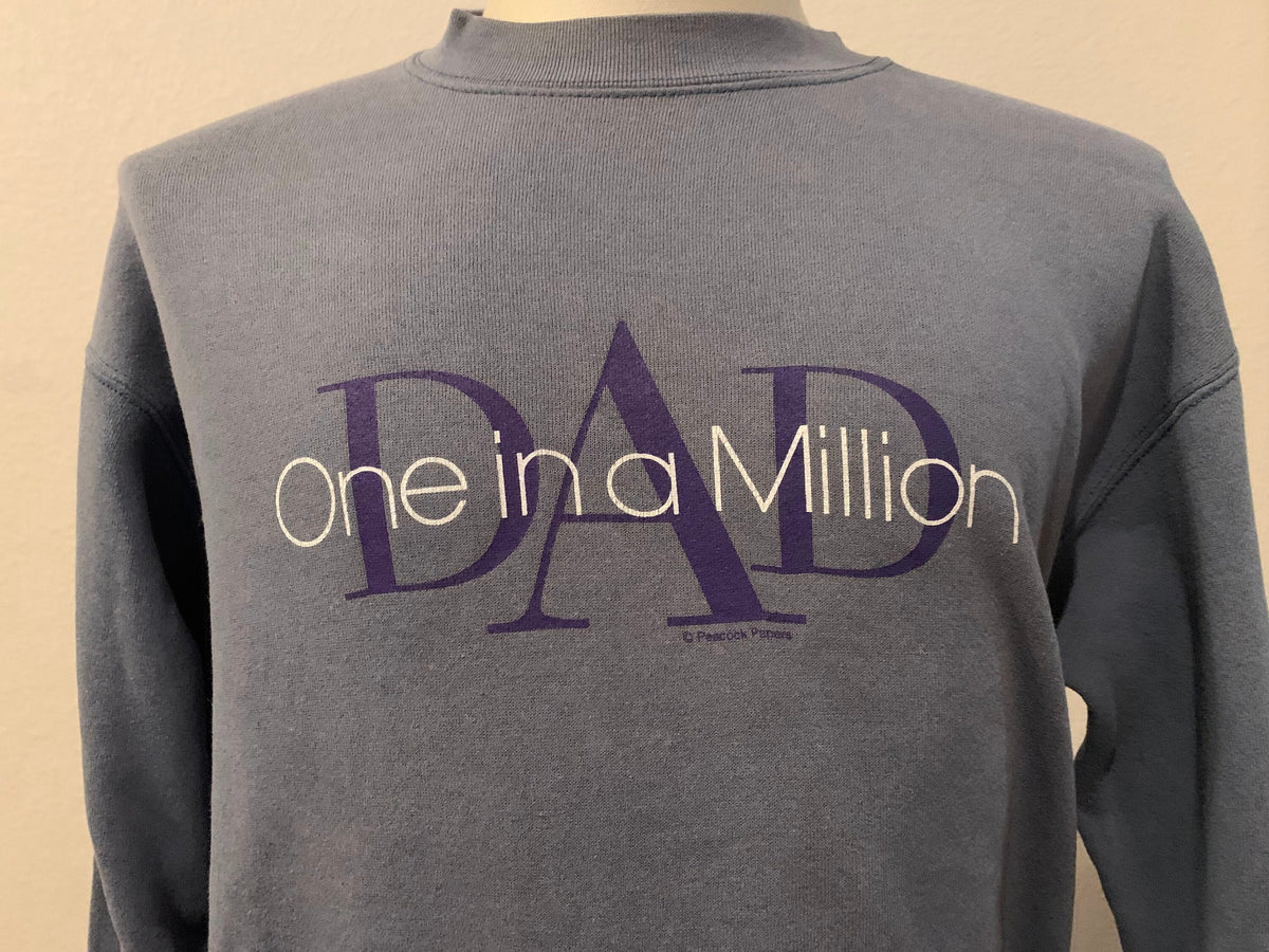 Vintage 9039s Dad quotOne in a Millionquot Blue Grey Fathers Day Crewneck Sweatshirt M Sweatshirt – Soft Feel · Top Pick For Any Outfit