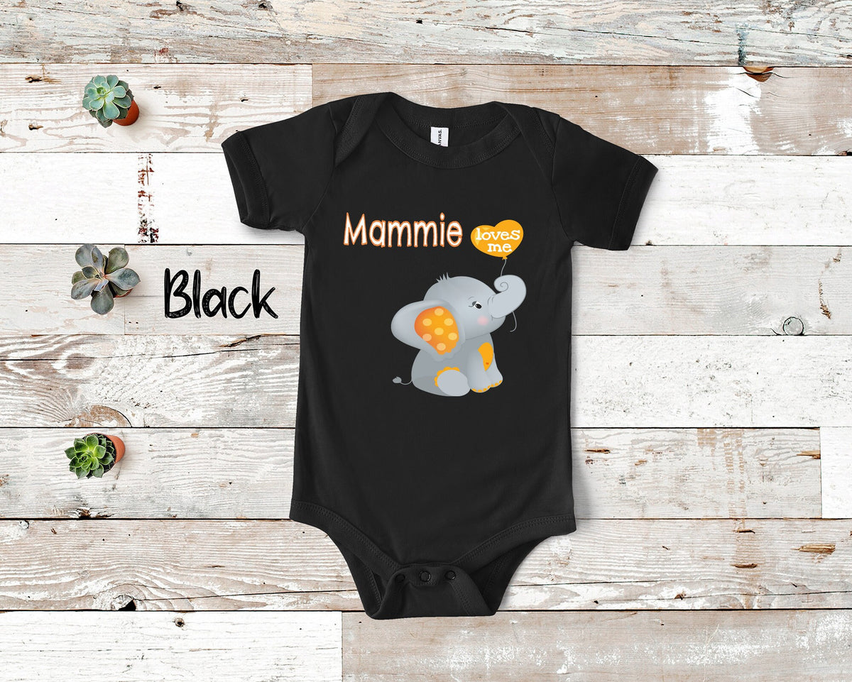 Mammie Loves Me Cute Grandma Name Elephant Baby Bodysuit Tshirt or Toddler Shirt Special Grandmother Gift or Pregnancy Reveal Announcement Graphic Tee – Warm & Stylish · Perfect For Daily Wear