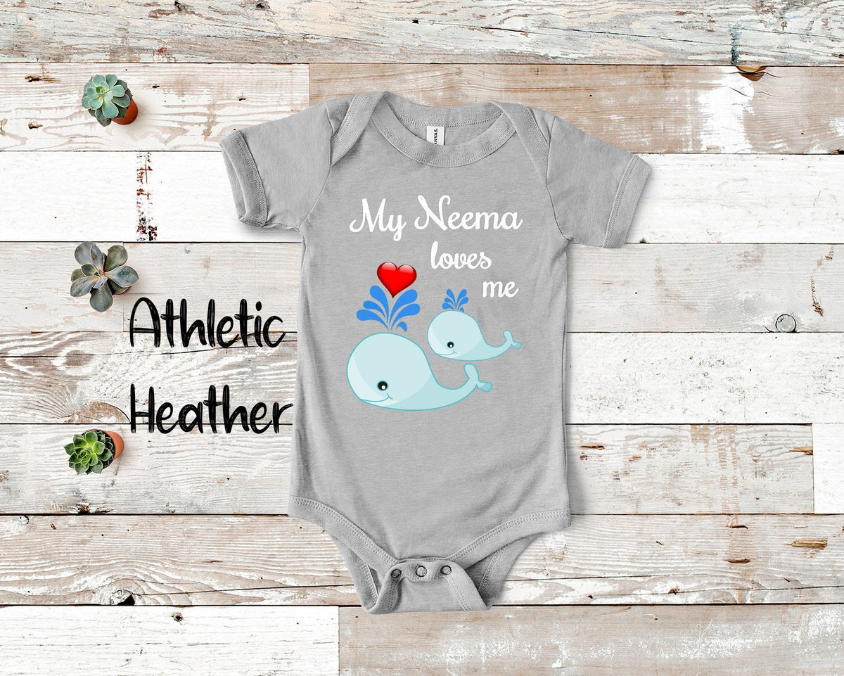 Neema Loves Me Cute Whale Baby Bodysuit Tshirt or Toddler Shirt Special Grandmother Gift or Pregnancy Reveal Announcement Graphic Tee – Aesthetic Look · Great Gift For Fans