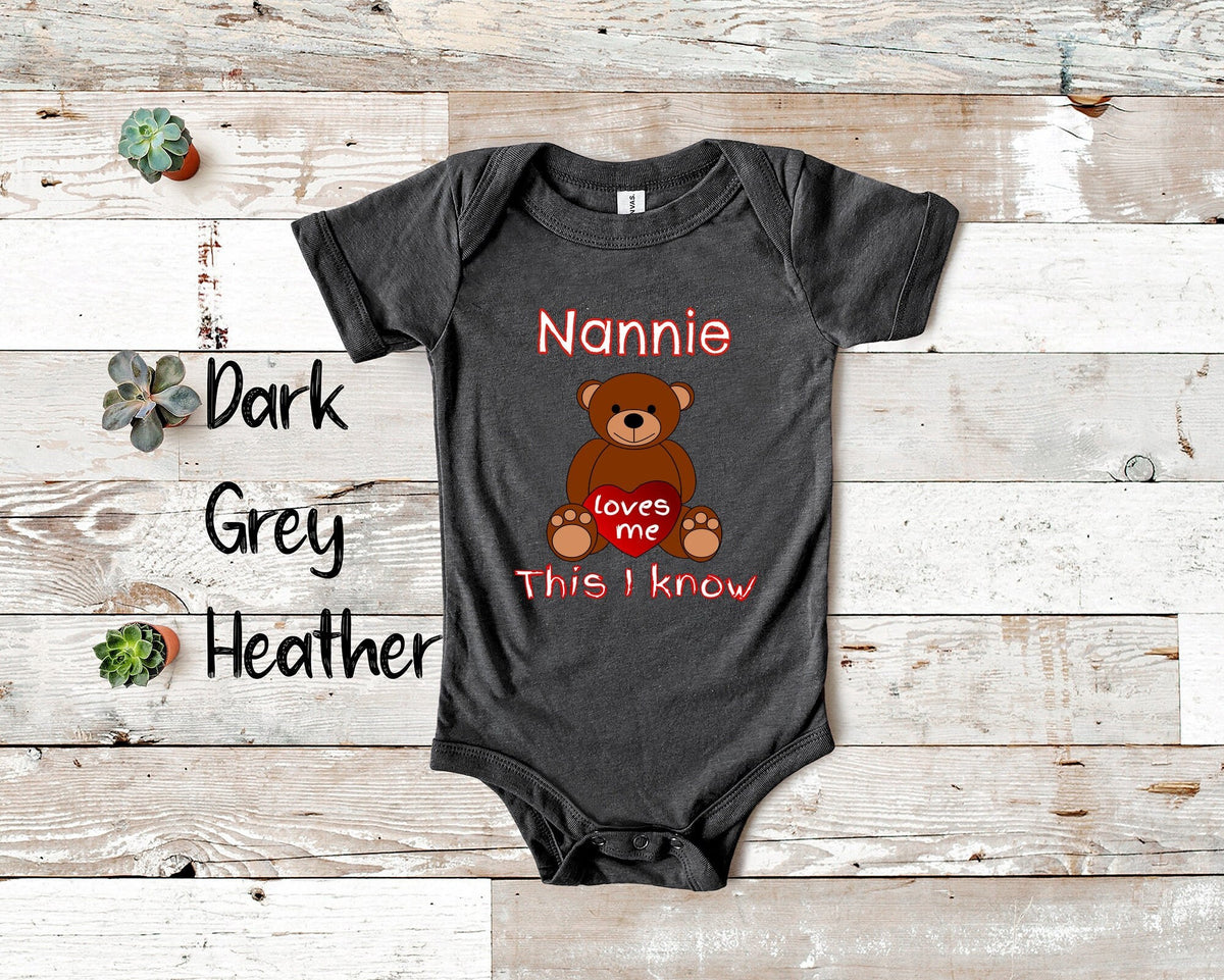 Nannie Loves Me Cute Grandma Bear Baby Bodysuit Tshirt or Toddler Shirt Special Grandmother Gift or Pregnancy Reveal Announcement Graphic Tee – Fan Favorite · Great Gift For Fans