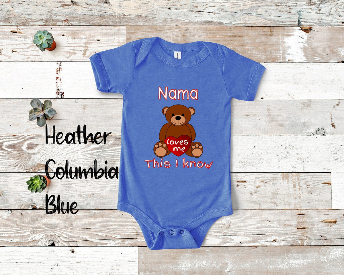 Nama Loves Me Cute Grandma Baby Bodysuit Tshirt or Toddler Shirt Special Grandmother Gift or Pregnancy Reveal Announcement Graphic Tee – Soft Feel · Perfect For Daily Wear