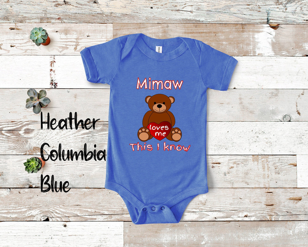 Mimaw Loves Me Cute Grandma Bear Baby Bodysuit Tshirt or Toddler Shirt Special Grandmother Gift or Pregnancy Reveal Announcement Graphic Tee – Feel-Good Design · Trending Graphic Apparel