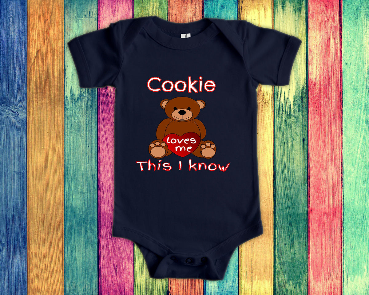 Cookie Loves Me Cute Grandma Bear Baby Bodysuit Tshirt or Toddler Shirt Special Grandmother Gift or Pregnancy Reveal Announcement Graphic Tee – Warm & Stylish · High-Quality Print