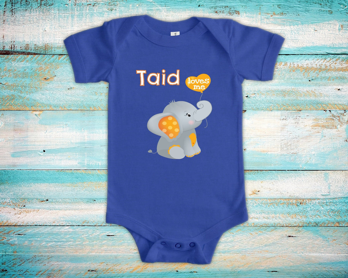 Taid Loves Me Cute Grandpa Name Elephant Baby Bodysuit Tshirt or Toddler Shirt Welsh Grandfather Gift or Pregnancy Reveal Announcement Graphic Tee – Bold Style · Perfect For Daily Wear