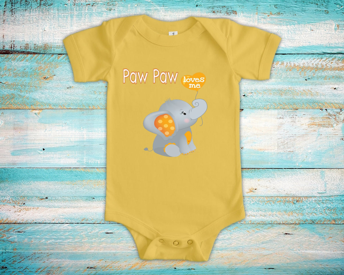 Paw Paw Loves Me Cute Grandpa Name Elephant Baby Bodysuit Tshirt or Toddler Shirt Special Grandfather Gift or Pregnancy Reveal Announcement Graphic Tee – Soft Feel · Top Pick For Any Outfit