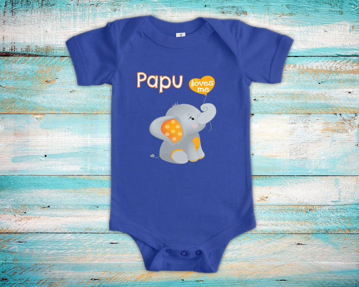 Papu Loves Me Cute Grandpa Name Elephant Baby Bodysuit Tshirt or Toddler Shirt Greek Grandfather Gift or Pregnancy Reveal Announcement Graphic Tee – Easygoing Wear · High-Quality Print