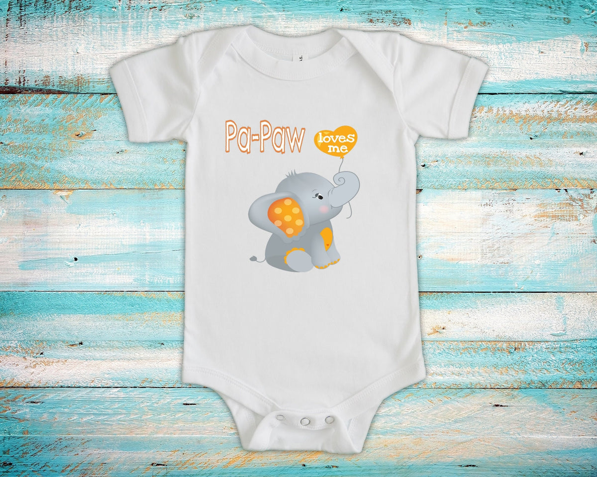 PaPaw Loves Me Cute Grandpa Name Elephant Baby Bodysuit Tshirt or Toddler Shirt Special Grandfather Gift or Pregnancy Reveal Announcement Graphic Tee – Cozy Vibes · Perfect For Daily Wear