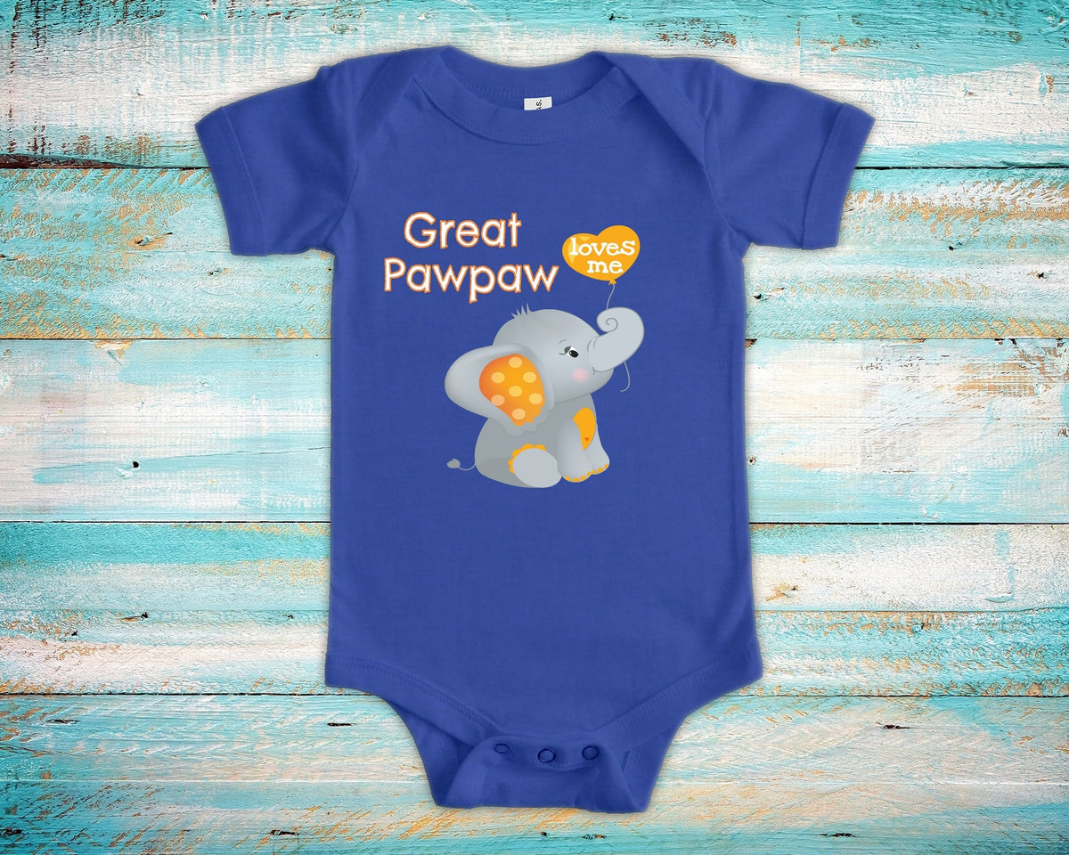 Great Pawpaw Loves Me Cute Grandpa Name Elephant Baby Bodysuit Tshirt or Toddler Shirt Special Grandfather Gift or Pregnancy Announcement Graphic Tee – Bold Style · Perfect For Daily Wear