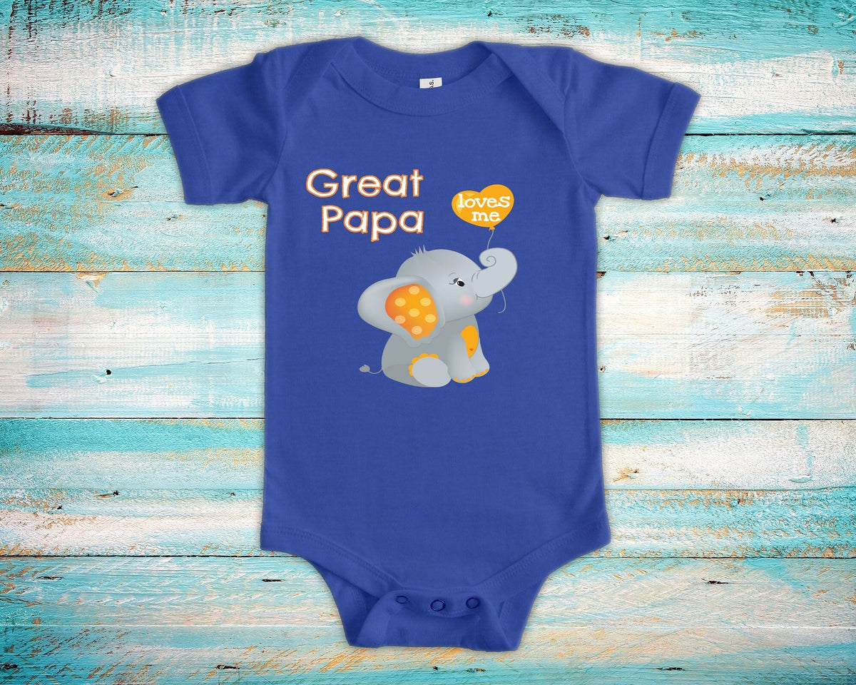 Great Papa Loves Me Cute Grandpa Name Elephant Baby Bodysuit Tshirt or Toddler Shirt Special Grandfather Gift or Pregnancy Announcement Graphic Tee – Premium Graphic · Trending Graphic Apparel