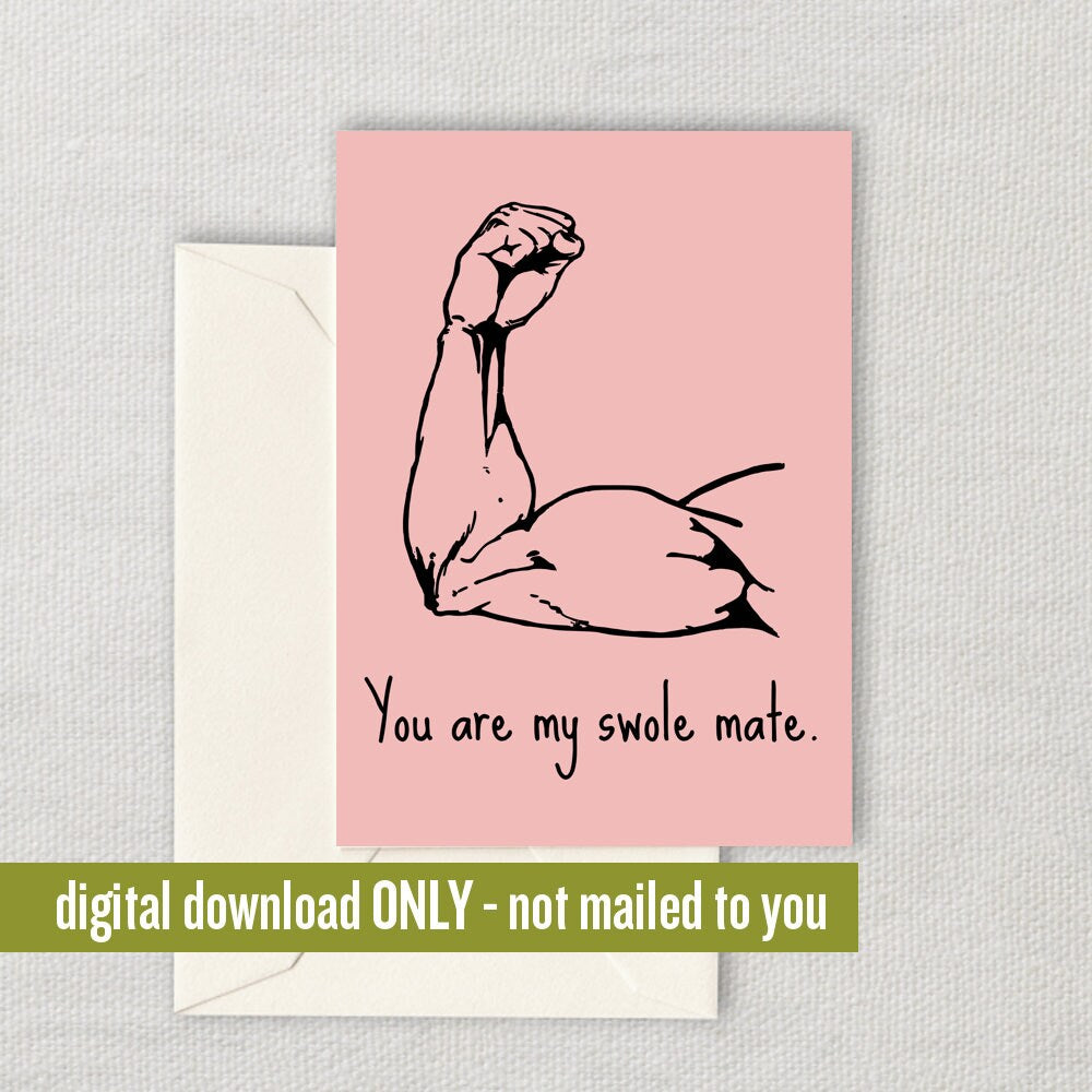 Body Building Valentine Fitness Printable Card Gym Rat Romantic Card Bodybuilder Gift Valentine39s Day Digital Only Swole Mate Graphic Tee – Fan Favorite · Trending Graphic Apparel