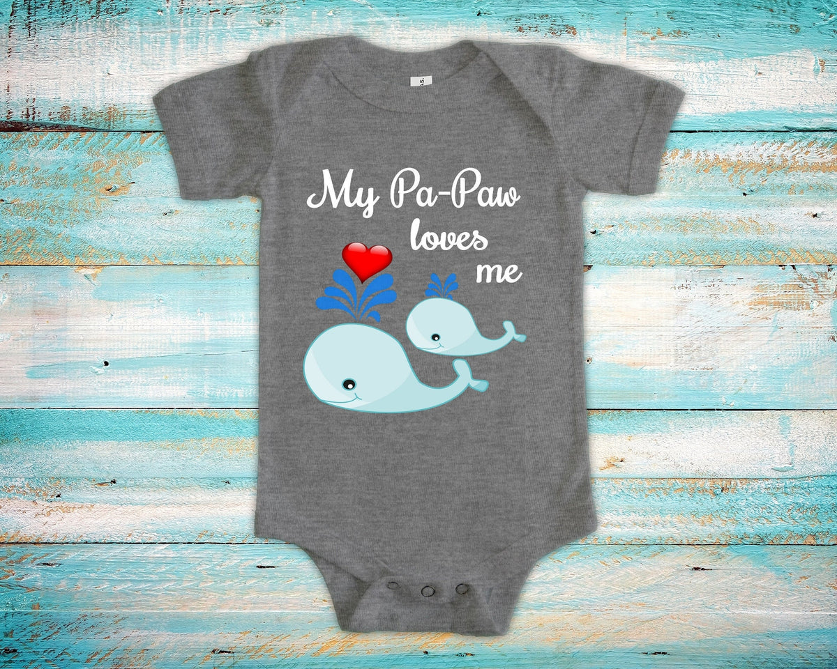 PaPaw Loves Me Cute Grandpa Name Whale Baby Bodysuit Tshirt or Toddler Shirt Special Grandfather Gift or Pregnancy Reveal Announcement Graphic Tee – Feel-Good Design · Great Gift For Fans