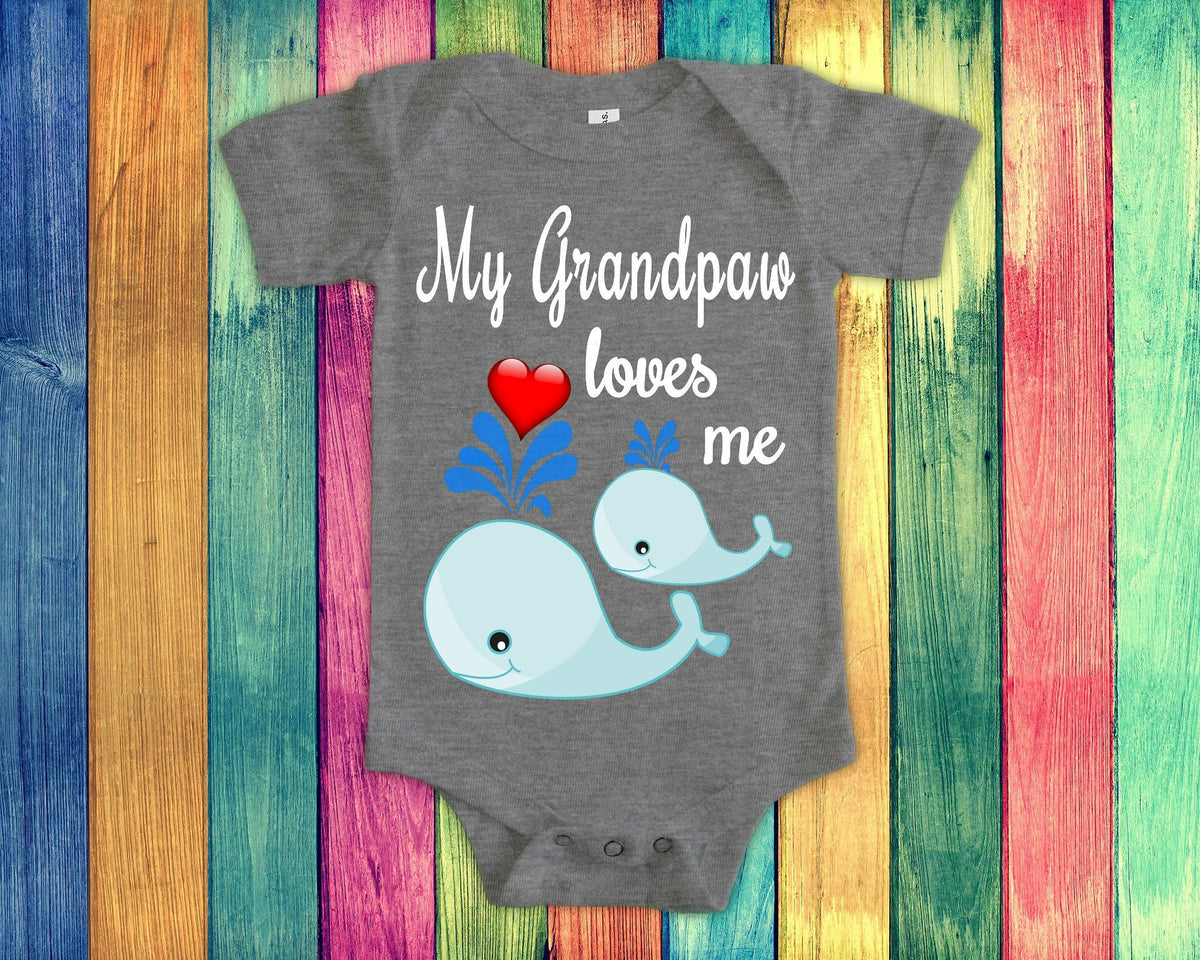 Grandpaw Loves Me Cute Grandpa Name Whale Baby Bodysuit Tshirt or Toddler Shirt Special Grandfather Gift or Pregnancy Reveal Announcement Graphic Tee – Fan Favorite · Must-Have Style