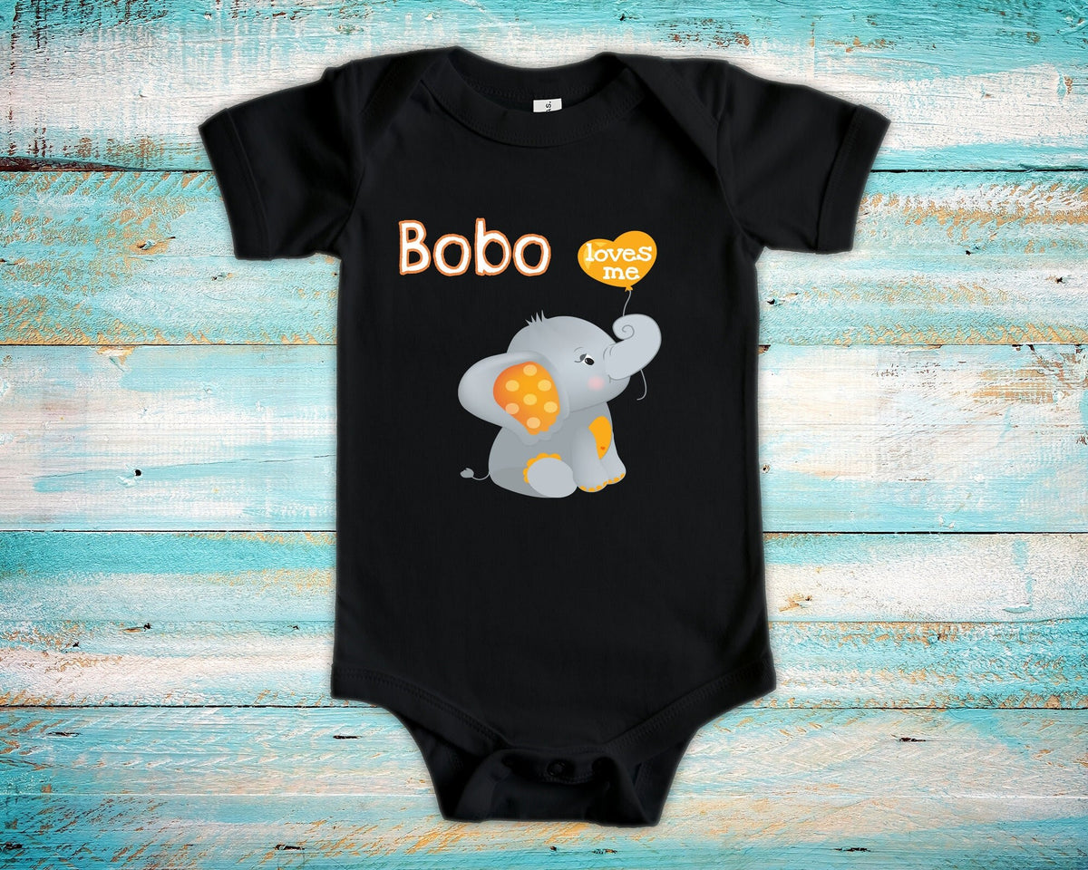 Bobo Loves Me Cute Grandpa Name Elephant Baby Bodysuit Tshirt or Toddler Shirt Special Grandfather Gift or Pregnancy Reveal Announcement Graphic Tee – Soft Feel · Trending Graphic Apparel