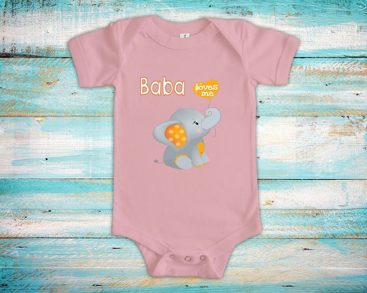 Baba Loves Me Cute Grandpa Name Elephant Baby BodysuitTshirt or Toddler Shirt Persian Grandfather Gift or Pregnancy Reveal Announcement Graphic Tee – Warm & Stylish · Perfect For Daily Wear