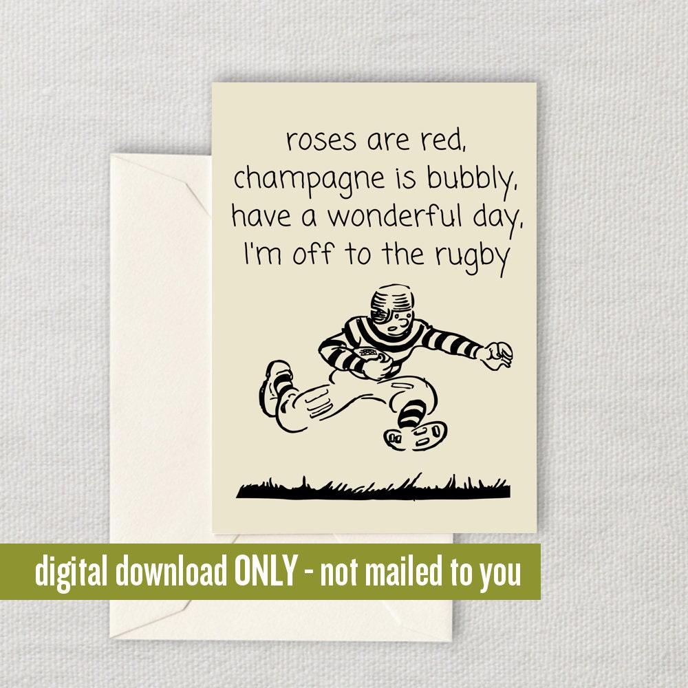 Funny Rugby Card Cute Rugby Gifts Rugby Player Valentine Digital Download Printable Off To The Rugby Graphic Tee – Soft Feel · Great Gift For Fans