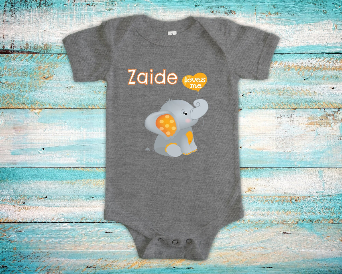 Zaide Loves Me Cute Grandpa Name Elephant Baby Bodysuit Tshirt or Toddler Shirt Jewish Grandfather Gift or Pregnancy Reveal Announcement Graphic Tee – Cozy Vibes · Must-Have Style