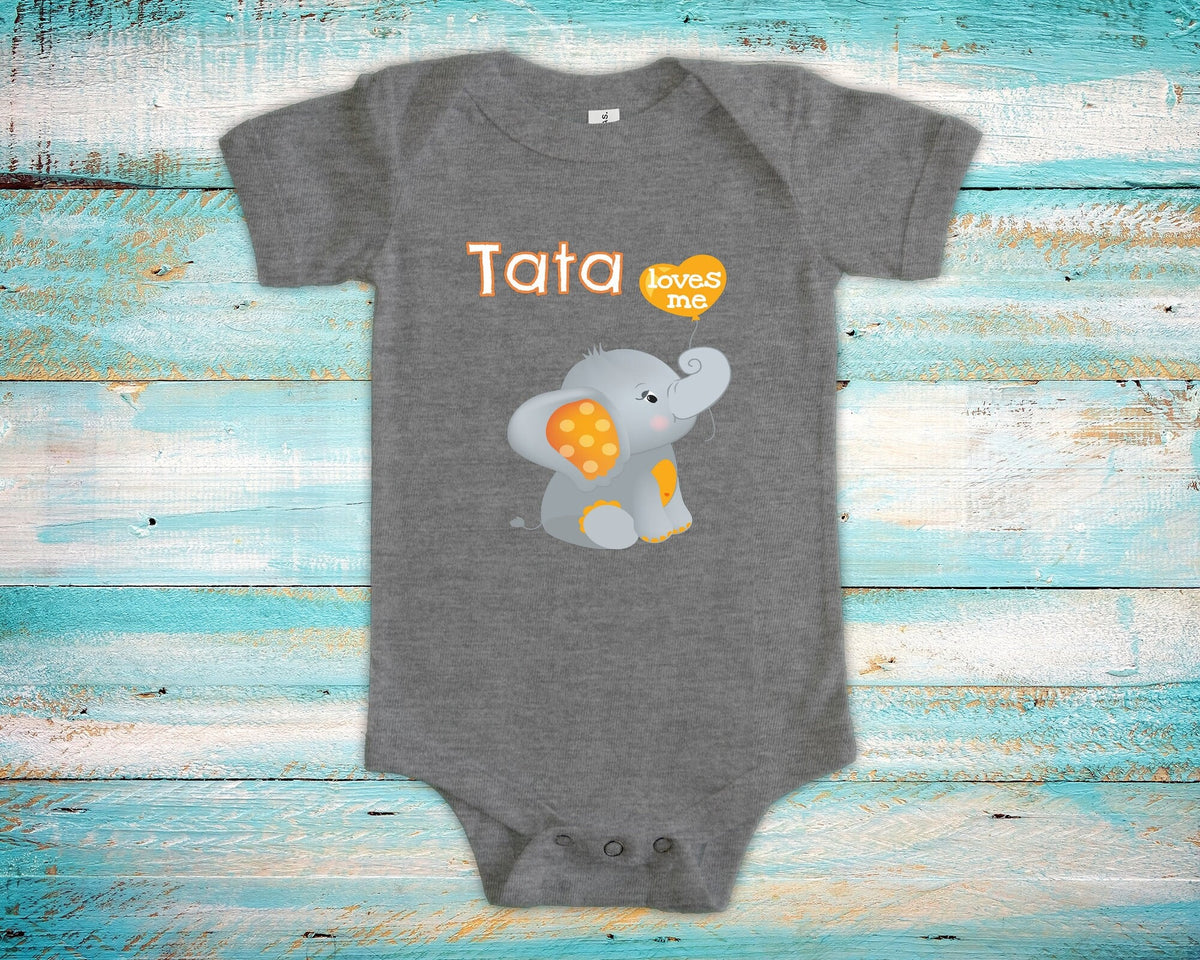 Tata Loves Me Cute Grandpa Name Elephant Baby Bodysuit Tshirt or Toddler Shirt Spanish Latin Grandfather Gift or Pregnancy Announcement Graphic Tee – Everyday Comfort · Trending Graphic Apparel