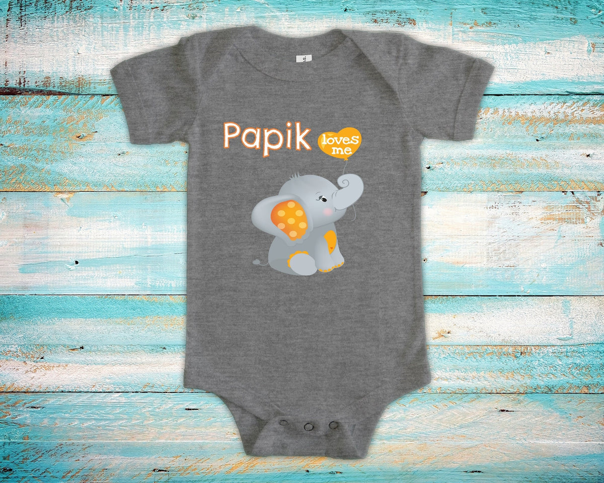 Papik Loves Me Cute Grandpa Name Elephant Baby Bodysuit Tshirt or Toddler Shirt Armenian Grandfather Gift or Pregnancy Reveal Announcement Graphic Tee – Premium Graphic · Trending Graphic Apparel