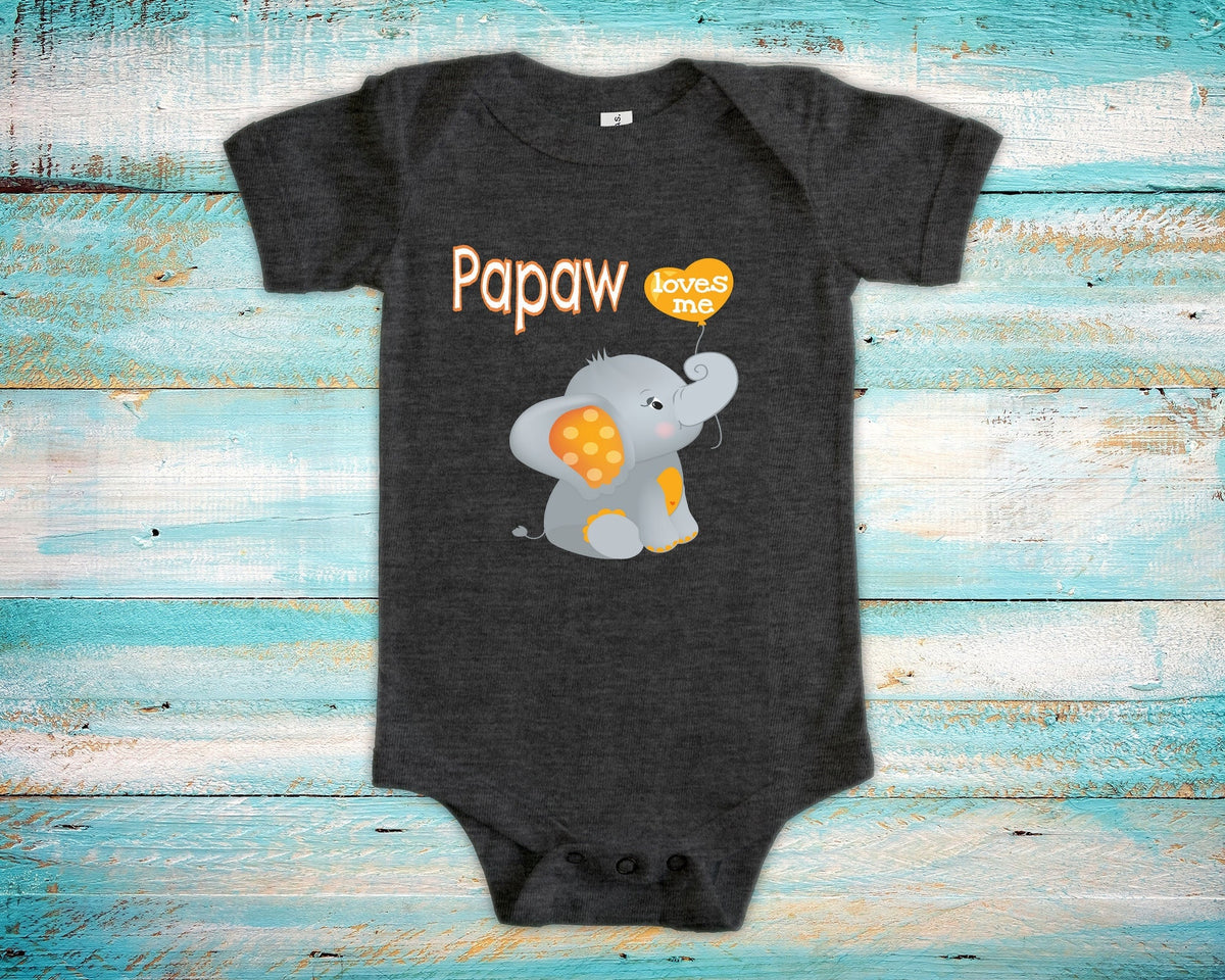 Papaw Loves Me Cute Grandpa Name Elephant Baby Bodysuit Tshirt or Toddler Shirt Special Grandfather Gift or Pregnancy Reveal Announcement Graphic Tee – Fan Favorite · Great Gift For Fans