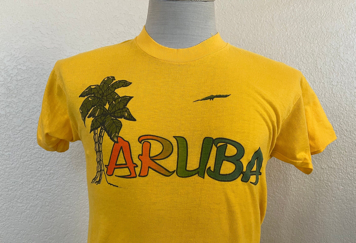 Vintage 8039s Aruba Yellow T Shirt Size S Graphic Tee – Soft Feel · Trending Graphic Apparel