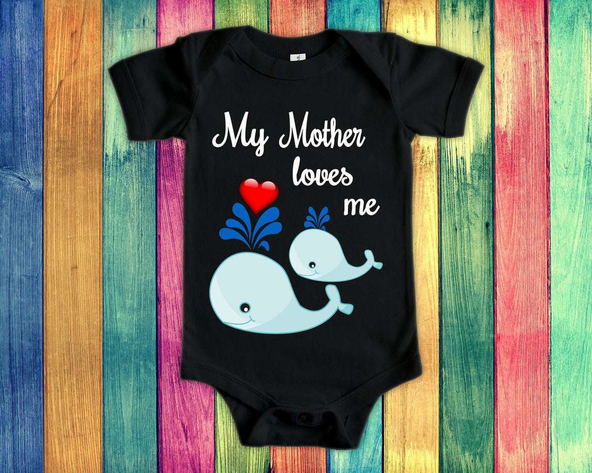 Mother Loves Me Cute Mom Name Whale Baby Bodysuit Tshirt or Toddler Shirt Special Mother39s Day or Pregnancy Reveal Announcement Graphic Tee – Aesthetic Look · High-Quality Print
