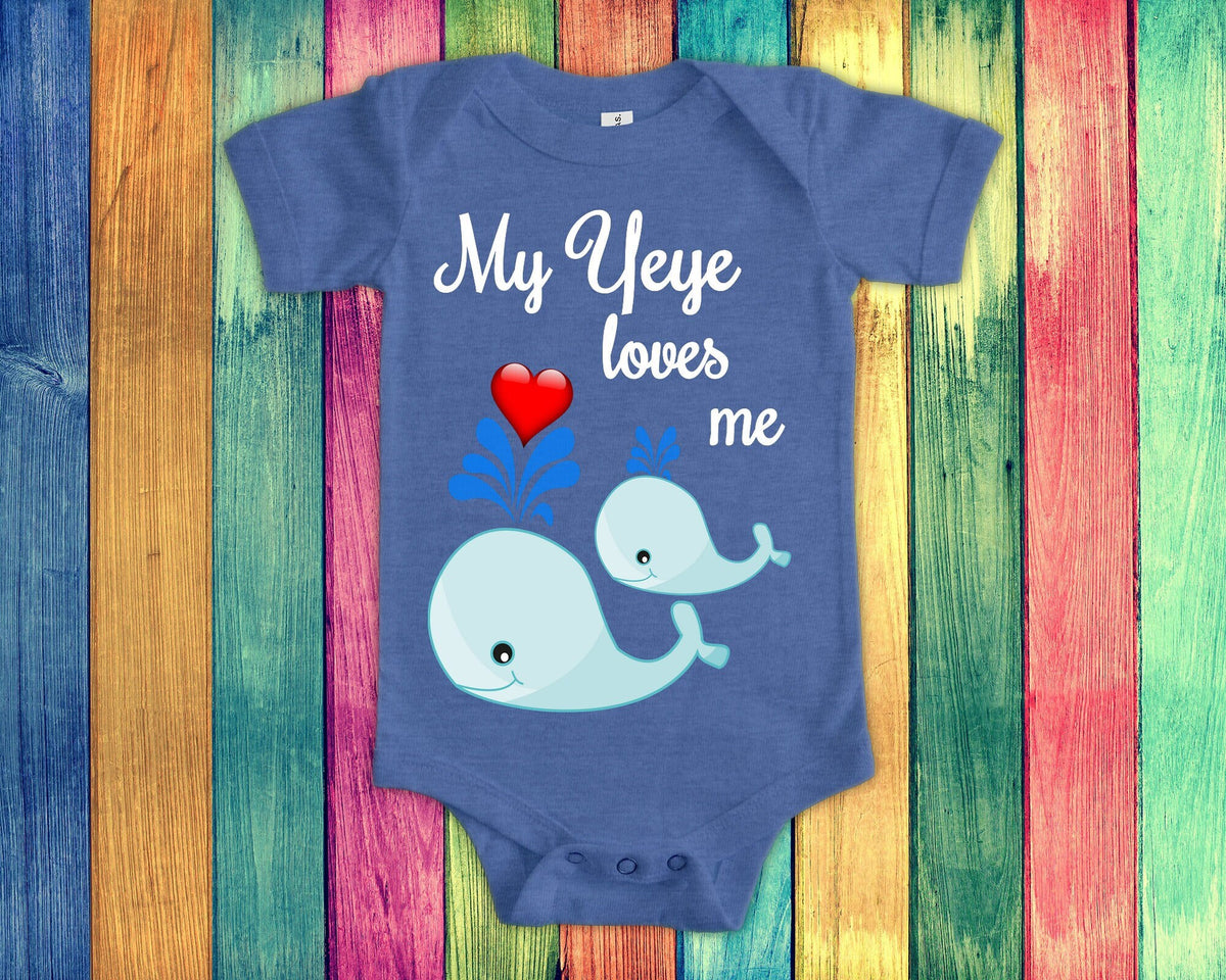 Yeye Loves Me Cute Grandpa Name Whale Baby Bodysuit Tshirt or Toddler Shirt China Chinese Grandfather Gift or Pregnancy Reveal Announcement Graphic Tee – Aesthetic Look · High-Quality Print