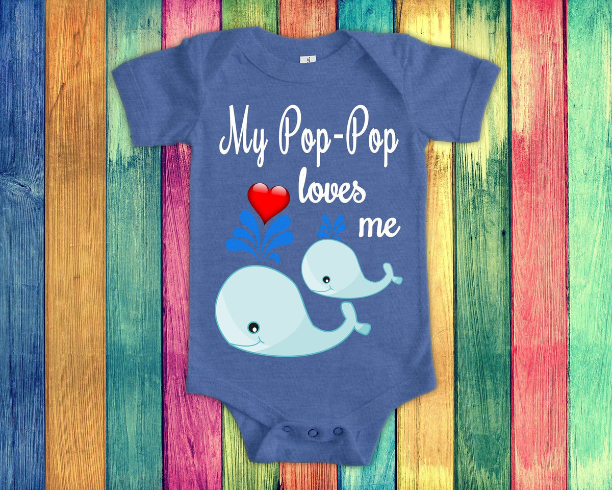 PopPop Loves Me Cute Grandpa Name Whale Baby Bodysuit Tshirt or Toddler Shirt Special Grandfather Gift or Pregnancy Reveal Announcement Graphic Tee – Soft Feel · Top Pick For Any Outfit