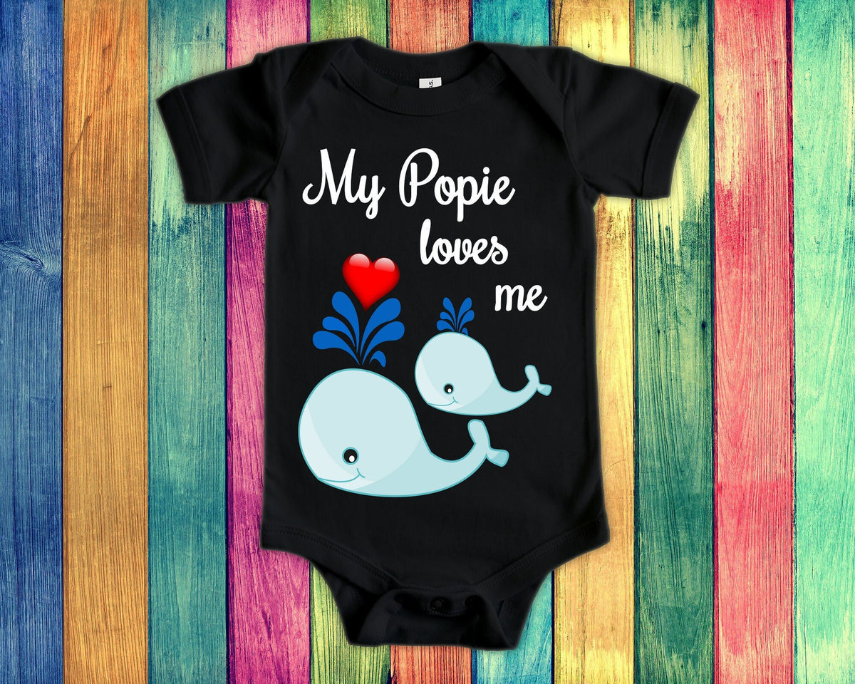 Popie Loves Me Cute Grandpa Name Whale Baby Bodysuit Tshirt or Toddler Shirt Special Grandfather Gift or Pregnancy Reveal Announcement Graphic Tee – Warm & Stylish · Perfect For Daily Wear