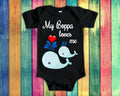Boppa Loves Me Cute Grandpa Name Whale Baby Bodysuit Tshirt or Toddler Shirt Special Grandfather Gift or Pregnancy Reveal Announcement Graphic Tee – Aesthetic Look · Trending Graphic Apparel
