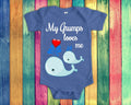 Grumps Loves Me Cute Grandpa Name Whale Baby Bodysuit Tshirt or Toddler Shirt Special Grandfather Gift or Pregnancy Reveal Announcement Graphic Tee – Soft Feel · High-Quality Print
