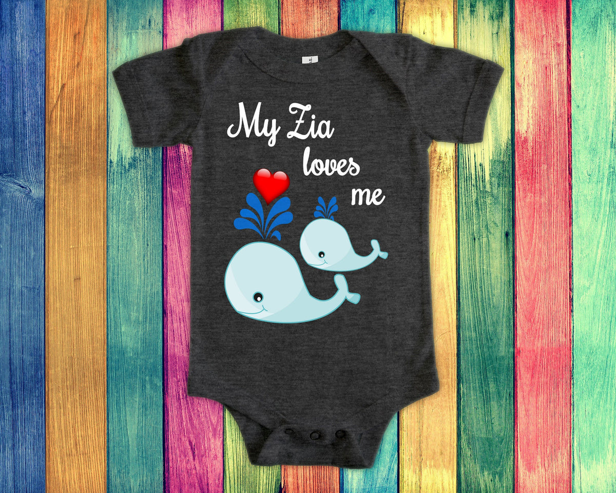 Zia Loves Me Cute Aunt Name Whale Baby Bodysuit Tshirt or Toddler Shirt Italy Italian Aunt Gift or Pregnancy Reveal Announcement Graphic Tee – Feel-Good Design · Perfect For Daily Wear