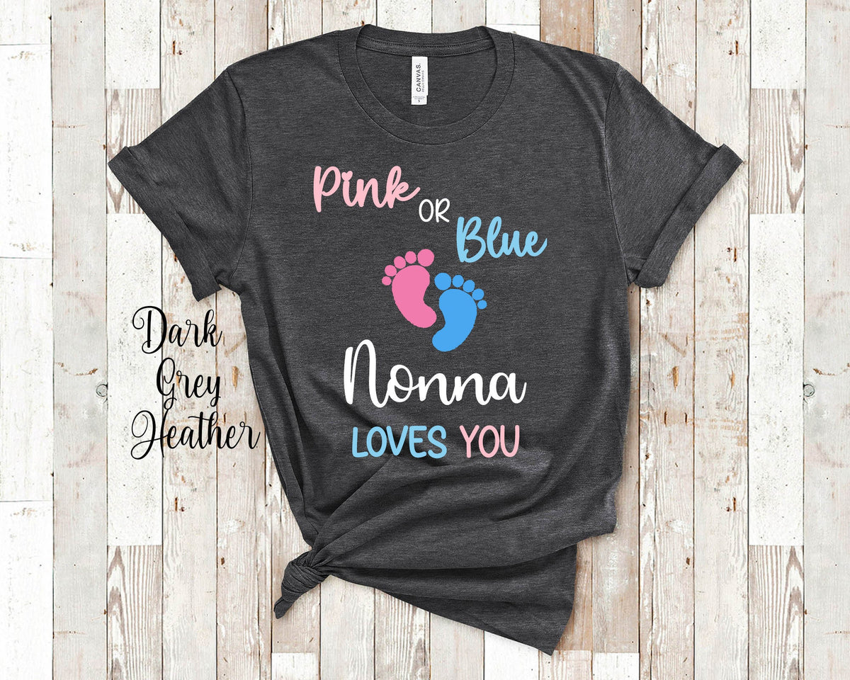 Pink Or Blue Nonna Loves You Grandson Granddaughter Pregnancy Gender Reveal Announcement Tshirt Can Customize with any Grandmother Name Graphic Tee – Premium Graphic · Must-Have Style