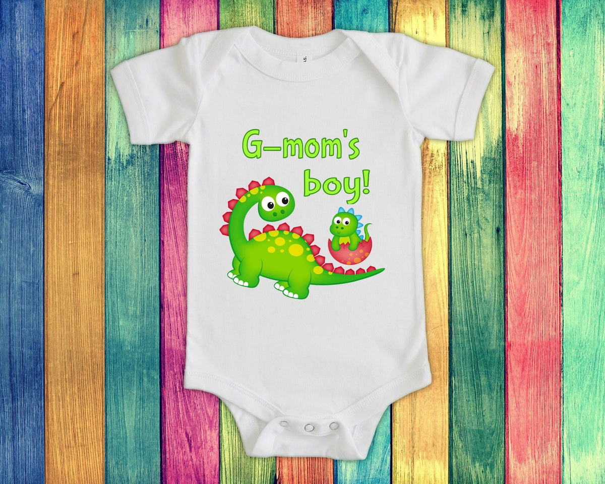 Gmom39s Boy Cute Grandma Name Dinosaur Baby Bodysuit Tshirt or Toddler Shirt for a Special Grandmother Gift or Pregnancy Announcement Graphic Tee – Soft Feel · Trending Graphic Apparel