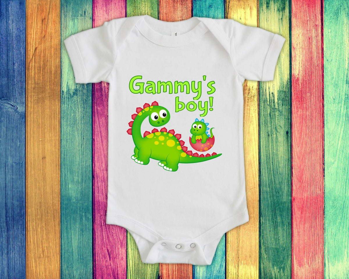 Gammy39s Boy Cute Grandma Name Dinosaur Baby Bodysuit Tshirt or Toddler Shirt for a Special Grandmother Gift or Pregnancy Announcement Graphic Tee – Soft Feel · High-Quality Print