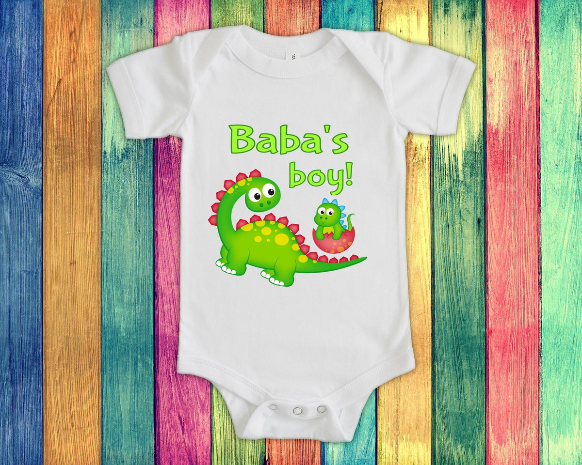 Baba39s Boy Cute Grandma Name Dinosaur Baby Bodysuit Tshirt or Toddler Shirt for a Polish Serbian Grandmother Gift or Pregnancy Reveal Graphic Tee – Cozy Vibes · High-Quality Print