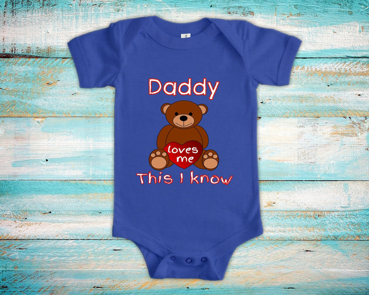 Daddy Loves Me Cute Father Name Bear Baby Bodysuit Tshirt or Toddler Shirt Special Dad Gift or Pregnancy Reveal Announcement Graphic Tee – Soft Feel · Great Gift For Fans