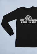 Biker TShirt Motorcycle Rider Gift When Life Throws You A Curve Motorbike Shirt Long Sleeve Tee Graphic Tee – Aesthetic Look · Perfect For Daily Wear