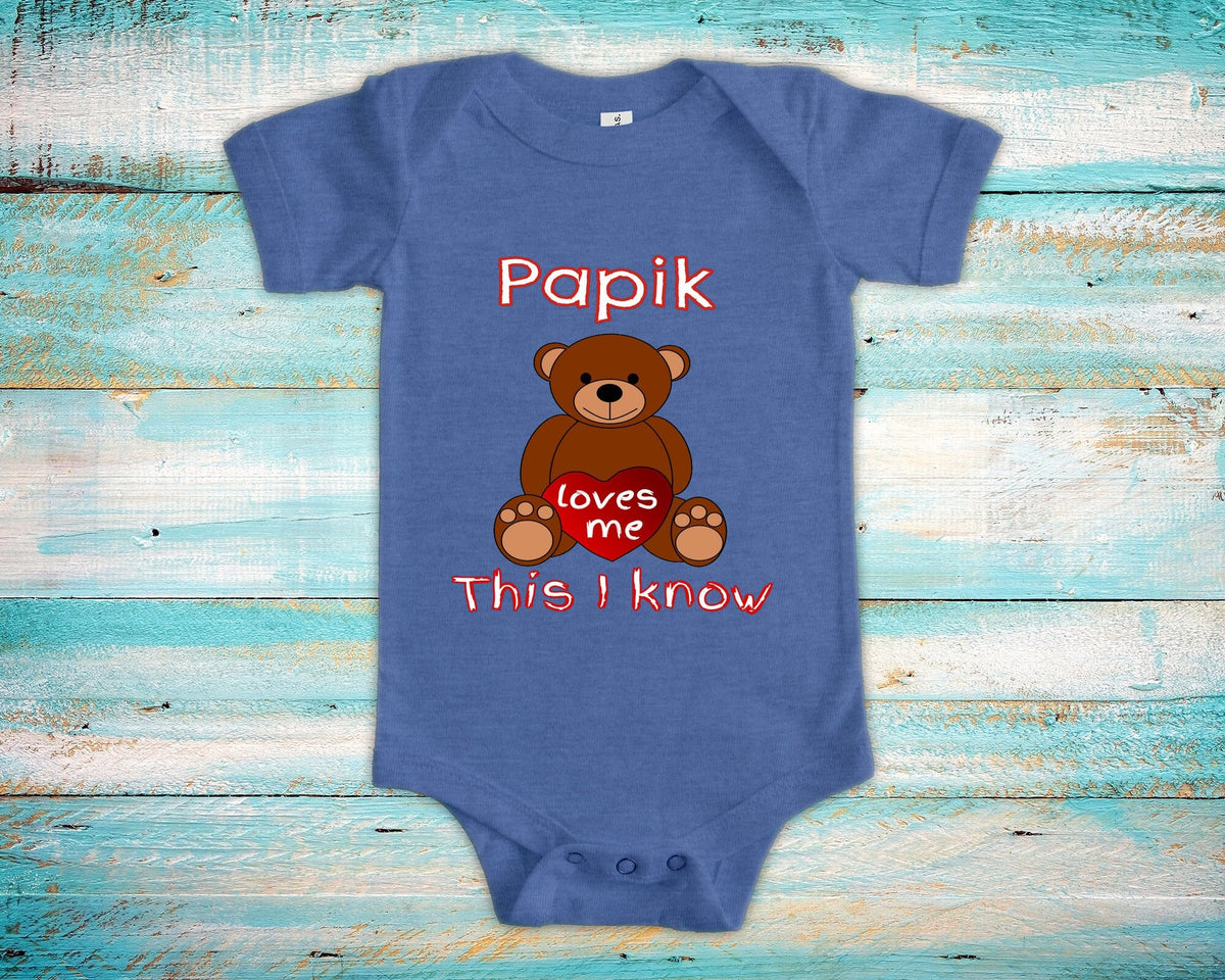 Papik Loves Me Cute Grandpa Name Bear Baby Bodysuit Tshirt or Toddler Shirt Armenian Grandfather Gift or Pregnancy Reveal Announcement Graphic Tee – Fan Favorite · High-Quality Print