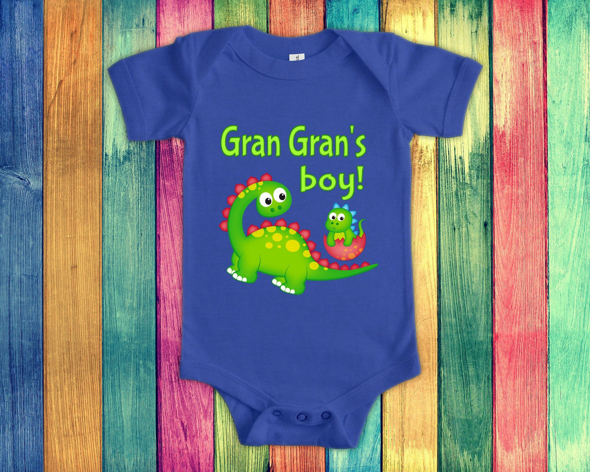 Gran Gran39s Boy Cute Grandma Name Dinosaur Baby Bodysuit Tshirt or Toddler Shirt for a Special Grandmother Gift or Pregnancy Announcement Graphic Tee – Cozy Vibes · Must-Have Style