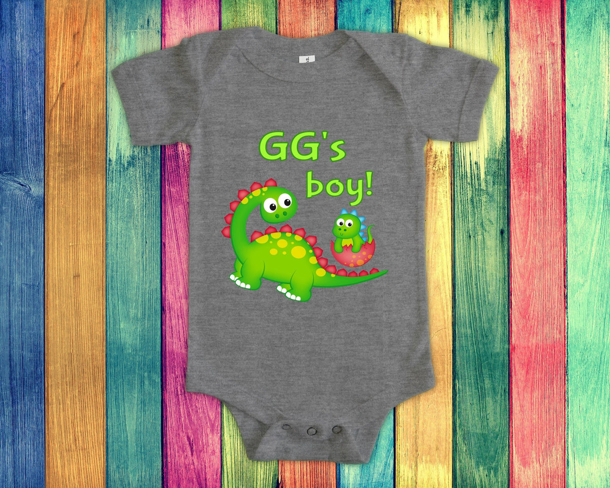 GG39s Boy Cute Grandma Name Dinosaur Baby Bodysuit Tshirt or Toddler Shirt for a Special Grandmother Gift or Pregnancy Reveal Announcement Graphic Tee – Aesthetic Look · Trending Graphic Apparel
