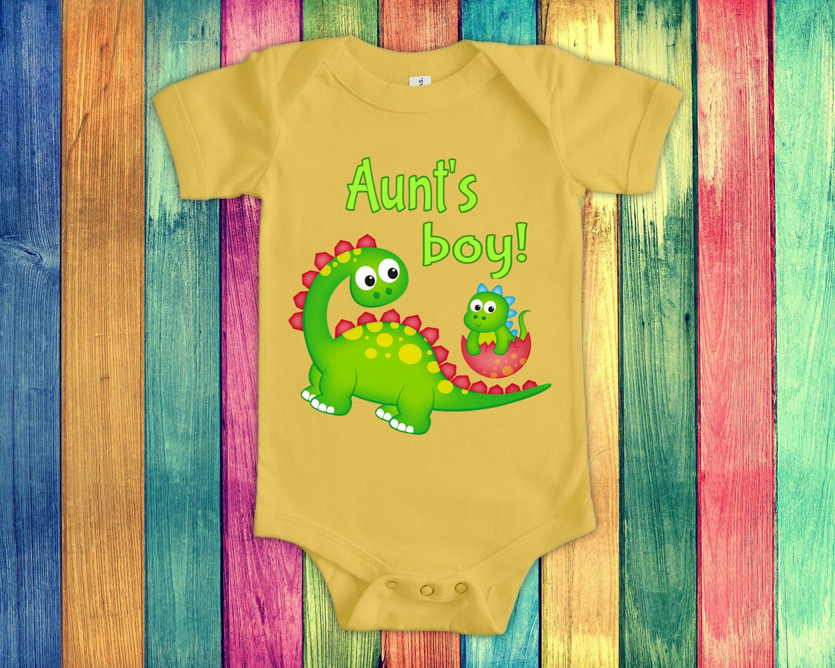Aunt39s Boy Cute Aunt Name Dinosaur Baby Bodysuit Tshirt or Toddler Shirt for a Special Aunt Gift or Pregnancy Reveal Announcement Graphic Tee – Aesthetic Look · Perfect For Daily Wear