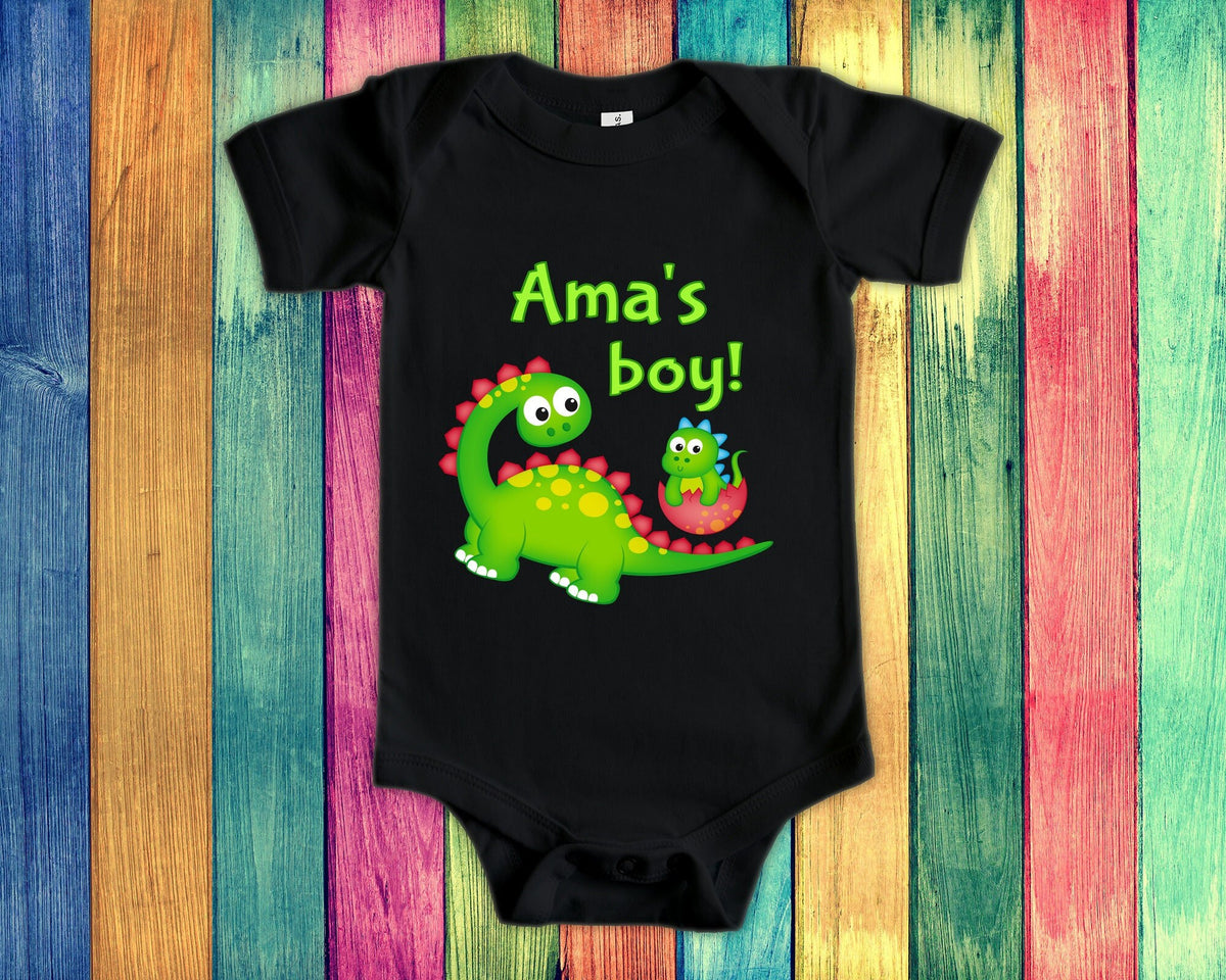 Ama39s Boy Cute Grandma Name Dinosaur Baby Bodysuit Tshirt or Toddler Shirt for a Special Grandmother Gift or Pregnancy Reveal Announcement Graphic Tee – Bold Style · High-Quality Print