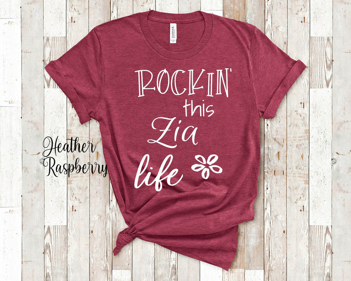 Rockin39 This Zia Life Aunt Tshirt Italy Italian Gift Idea for Mother39s Day Birthday Christmas or Pregnancy Reveal Announcement Graphic Tee – Aesthetic Look · Great Gift For Fans