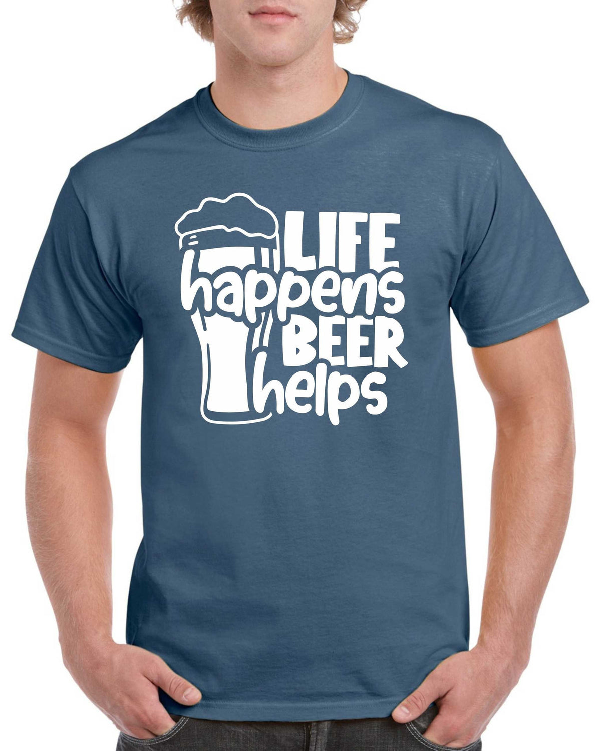 Fathers Day Gifts For Dad Mens Birthday Gift For Daddy Life Happens Beer Helps Dad Birthday T Shirt Fathers Day Present Graphic Tee – Everyday Comfort · Trending Graphic Apparel